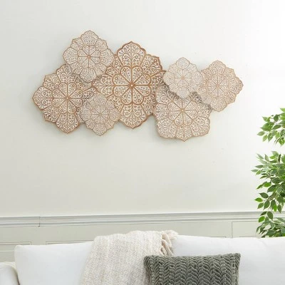 Farmhouse Wood Floral Intricately Carved Wall Decor White - Olivia & May 3 Farmhouse Wood Floral Intricately Carved Wall Decor White - Olivia & May