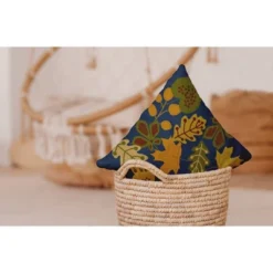 16"x16" Fall Leaves Square Throw Pillow Blue - E By Design -Adesso Store GUEST 017c810c 38e3 49b6 9241 9709f544fba8