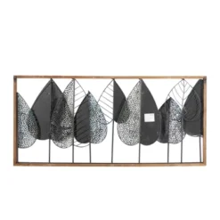 Metal Leaf Varying Texture Wall Decor With Wood Frame Brown - Olivia & May -Adesso Store GUEST 01a5e080 e242 4a74 8744 83a5bcf3409f