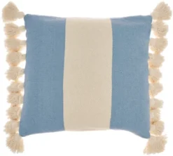 Mina Victory Life Styles Color Block Stripes With Tassel 18"x18" Indoor Throw Pillow -Adesso Store GUEST 02bbd6e9 f1c8 4e1a 8f43 4ad18f2d38a4