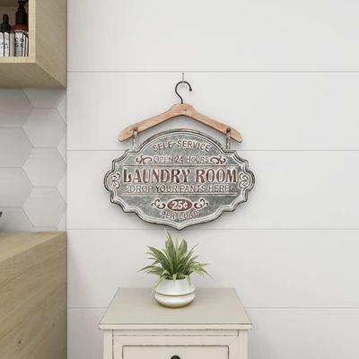 Metal Sign Laundry Room Wall Decor Gray - Olivia & May 14 Metal Sign Laundry Room Wall Decor Gray - Olivia & May - Image 12