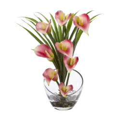 15.5" X 9.5" Artificial Calla Lily And Grass Plant Arrangement In Vase - Nearly Natural -Adesso Store GUEST 03950103 6912 41ad bbb5 8e5d2d1e6854