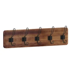 Emma And Oliver Rustic Wall Hanging Storage Rack With 5 Hooks For Entryway, Kitchen, Bathroom And More -Adesso Store GUEST 073de020 e89a 4662 9ecd 816f8d080523