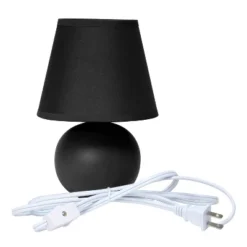 8.66" Petite Ceramic Orb Base Bedside Table Desk Lamp With Matching Tapered Drum Fabric Shade Black - Creekwood Home -Adesso Store GUEST 085cf649 ab64 4708 82a3 721fc4ad3558