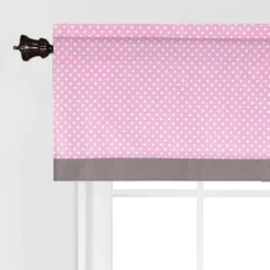 Bacati - Pin Dots Pink/Gray Window Valance -Adesso Store GUEST 096caf14 b3d8 4273 9e00 0d633a229cfa