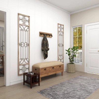 Wood Scroll Distressed Door Inspired Ornamental Wall Decor With Metal Wire Details Gray - Olivia & May 13 Wood Scroll Distressed Door Inspired Ornamental Wall Decor With Metal Wire Details Gray - Olivia & May - Image 11