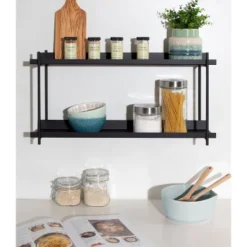 28" X 15" Dominic Tiered Decorative Wall Shelf Black - Kate & Laurel All Things Decor -Adesso Store GUEST 0a4a8baf a758 44a3 b3ec fd28604f47ff