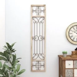 Wood Scroll Distressed Door Inspired Ornamental Wall Decor With Metal Wire Details Gray - Olivia & May 34 Wood Scroll Distressed Door Inspired Ornamental Wall Decor With Metal Wire Details Gray - Olivia & May -Adesso Store GUEST 0b371250 3f2a 4f99 be56 16c078b0e420