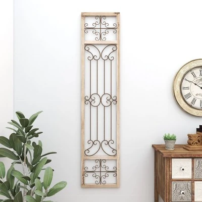 Wood Scroll Distressed Door Inspired Ornamental Wall Decor With Metal Wire Details Gray - Olivia & May 15 Wood Scroll Distressed Door Inspired Ornamental Wall Decor With Metal Wire Details Gray - Olivia & May - Image 13