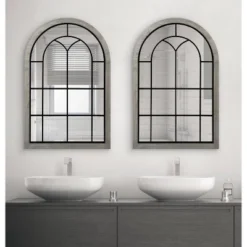 24" X 36" Joffrey Arch Wall Mirror Gray - Kate & Laurel All Things Decor -Adesso Store GUEST 0c223e15 4172 437a 9bd6 024468528179