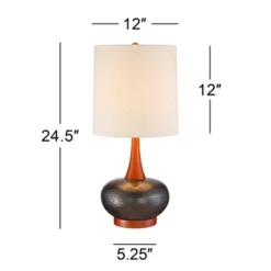 360 Lighting Andi Modern Mid Century Table Lamps 24 1/2" High Set Of 2 Hammered Brown Ceramic Red Oak Off White Shade For Bedroom Living Room Desk -Adesso Store GUEST 0e090999 2666 47f8 ae2a 475cc0529a0c