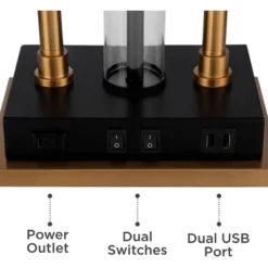 Possini Euro Design Griffin Modern Gooseneck Desk Lamp 31" Tall Gold With USB Charging Port Black Metal Rectangular Shade For Bedroom Living Room Kids -Adesso Store GUEST 0ffcf231 80f2 4393 b295 a80284adc60c