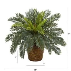 Nearly Natural 15-in Cycas Artificial Plant In Basket