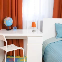 10.5" Petite Metal Stick Bedside Table Desk Lamp In Sand Nickel With Fabric Shade Orange - Creekwood Home -Adesso Store GUEST 11a8ceb3 2d51 49be adbe 59cb997fe446