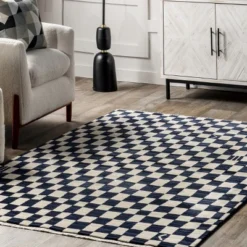 Dominique Abstract Checkered Fringe Area Rug -Adesso Store GUEST 12004e14 439b 4155 9f7e 9658ab8f4d3c