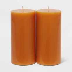 2pk Pillars Vanilla Pumpkin Orange - Threshold™ -Adesso Store GUEST 12a6aab2 961f 4784 89cb 7439c8bff678