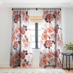 Marta Barragan Camarasa Terracotta Flowered Garden Single Panel Sheer Window Curtain - Deny Designs -Adesso Store GUEST 134e16b6 bce6 4bff 91b7 55d2109b9149