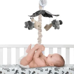 Lambs & Ivy Baby Jungle Animals Gray/Tan Musical Crib Mobile Soother Toy -Adesso Store GUEST 13edd60a 9cd5 4958 94c5 e3c767440822