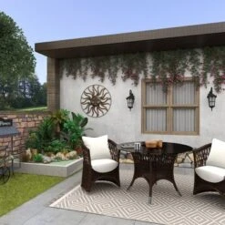 Metal Sunburst Indoor Outdoor Round Wall Decor With Distressed Copper Like Finish Brown - Olivia & May -Adesso Store GUEST 1480afb2 fb01 4700 b581 400aac009e69