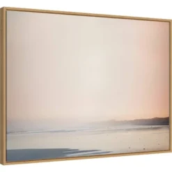 30" X 22" Currumbin Sandy Beach By Urban Road Framed Canvas Wall Art Light Brown - Amanti Art