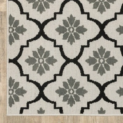 Trinity Floral Trellis Patio Area Rug Beige/Black - Captiv8e Designs 9 Trinity Floral Trellis Patio Area Rug Beige/Black - Captiv8e Designs - Image 7