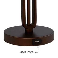 Franklin Iron Works Samuel Industrial Desk Lamp 20" High Rubbed Bronze With USB Charging Port Natural Mica Shade For Bedroom Living Room Bedside Desk -Adesso Store GUEST 16c0ab13 6345 4c5b ba91 d1157246bee9