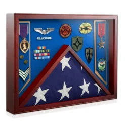 Reminded Military Shadow Box Display Case For Medals & Burial Flag - Solid Wood Cabinet With Velvet Insert -Adesso Store GUEST 170cfdba 8b78 4d32 b3ae e12445ad7fb2