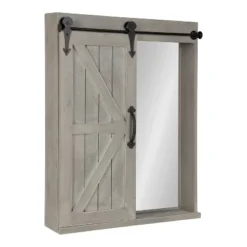 Decorative Wood Wall Storage Cabinet With Vanity Mirror Rustic Gray - Kate & Laurel All Things Decor -Adesso Store GUEST 17852cea c012 430b 9621 653db457d8ac