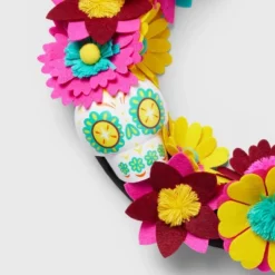 Día De Muertos Calavera And Flower Wreath - Designed With Luis Pinto