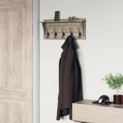 Emma And Oliver Rustic Wall Hanging Storage Rack With 5 Hooks For Entryway, Kitchen, Bathroom And More -Adesso Store GUEST 17caf59f 3dc5 4fb7 8aab 2dcbba7a2f5b