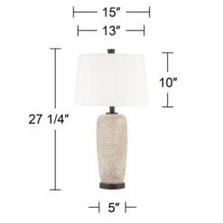 360 Lighting Anna Modern Coastal Table Lamps 27 1/4" Tall Set Of 2 Beige White Tapered Drum Shade For Bedroom Living Room Bedside Nightstand Office -Adesso Store GUEST 191a4d73 cc98 4302 a90e a0e2fcbc9673