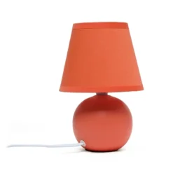 8.66" Petite Ceramic Orb Base Bedside Table Desk Lamp With Matching Tapered Drum Fabric Shade Orange - Creekwood Home -Adesso Store GUEST 19d4adc9 85dd 45bb 9843 d9216047d513