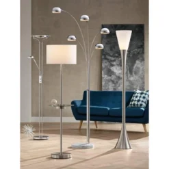 360 Lighting Perseus Modern Torchiere Floor Lamp With Reading Light 71 3/4" Tall Chrome Silver Metal LED Adjustable For Living Room Bedroom House Home -Adesso Store GUEST 1b82715a 7bee 4419 9af3 406a6342b315