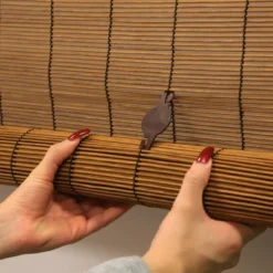 60" X 72" Outdoor Imperial Matchstick Rayon From Bamboo Cord-Free Natural Rollup Blinds Fruitwood - Radiance -Adesso Store GUEST 1e50807a a871 4ce5 b147 b07d21c66715