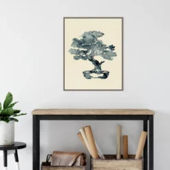 22" X 28" Indigo Bonsai Tree III By Jacob Green Framed Canvas Wall Art Gray Wash - Amanti Art -Adesso Store GUEST 21434d90 f3a3 4794 ae55 bc466dcb60c9