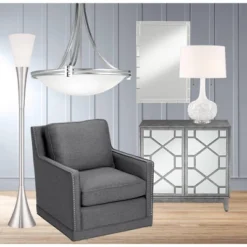 Possini Euro Design Piazza Modern Torchiere Floor Lamp 72 1/2" Tall Brushed Nickel Metal Frosted White Glass Shade For Living Room Bedroom Office Home -Adesso Store GUEST 229fc9d4 7fcd 4758 b959 0bc7020312f4