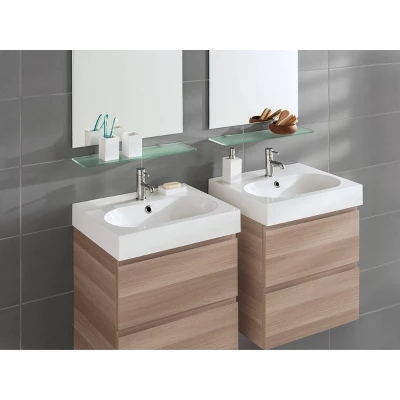 Clear Glass Shelf With Curved Brackets - 24" 3 Clear Glass Shelf With Curved Brackets - 24"