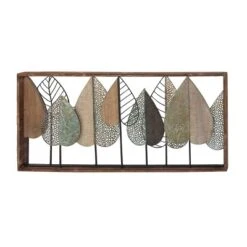 Metal Leaf Varying Texture Wall Decor With Wood Frame Brown - Olivia & May -Adesso Store GUEST 23d045c5 2659 4d7a a45c bf974b62ecd4