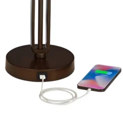 Franklin Iron Works Samuel Industrial Desk Lamp 20" High Rubbed Bronze With USB Charging Port Natural Mica Shade For Bedroom Living Room Bedside Desk -Adesso Store GUEST 246fcc53 8bd8 425c 987c 547c4f34158a