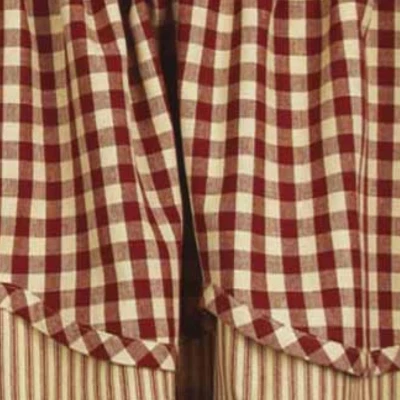 Home Collections By Raghu Heritage House Check Red Valance, Lined Layered 72x15.5 4 Home Collections By Raghu Heritage House Check Red Valance, Lined Layered 72x15.5 - Image 2