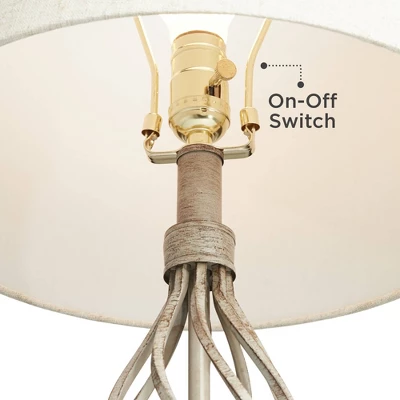 Franklin Iron Works Annie Modern Coastal Table Lamps 28" Tall Set Of 2 Weathered Sand Iron Cream Tapered Drum Shade For Bedroom Living Room Bedside 4 Franklin Iron Works Annie Modern Coastal Table Lamps 28" Tall Set Of 2 Weathered Sand Iron Cream Tapered Drum Shade For Bedroom Living Room Bedside - Image 2