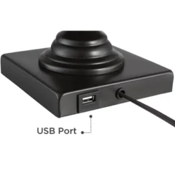 Franklin Iron Works Ross Rustic Farmhouse Table Lamps 27" Tall Set Of 2 Bronze With USB Charging Port Faux Leather Drum Shade For Living Room Desk -Adesso Store GUEST 2740ea78 4016 49a6 9f2a d28c6f35be33