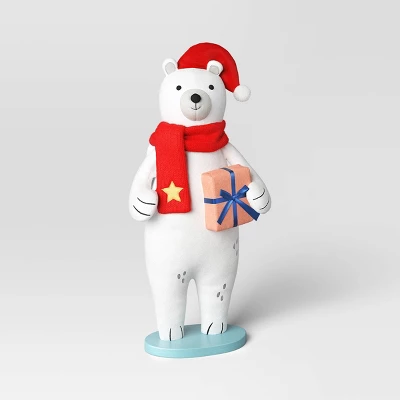 23.5" Fabric Polar Bear Holding Gift Animal Statue - Wondershop™ White 5 23.5" Fabric Polar Bear Holding Gift Animal Statue - Wondershop™ White - Image 3