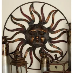 Metal Sunburst Indoor Outdoor Round Wall Decor With Distressed Copper Like Finish Brown - Olivia & May -Adesso Store GUEST 296e6d77 73b0 47a3 b9f4 bb882b44cc31
