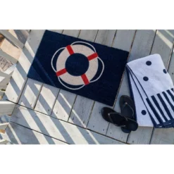 1'4" X 2'4" Man Overboard Indoor/Outdoor Coir Doormat Blue/White/Red - Entryways -Adesso Store GUEST 2ab095dd d89a 49d6 9336 655a08bf723d