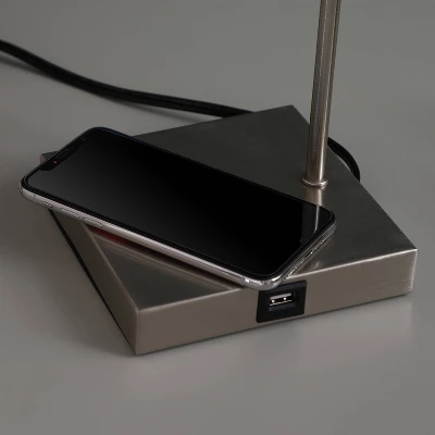 21.5" Modern Metal Table Lamp With USB Charging Port Gray - Ore International 7 21.5" Modern Metal Table Lamp With USB Charging Port Gray - Ore International - Image 5