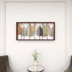 Metal Leaf Varying Texture Wall Decor With Wood Frame Brown - Olivia & May -Adesso Store GUEST 2bb0795f 500a 43c2 960e 91909a4e1419