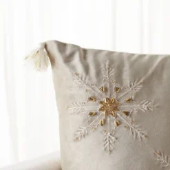 Simone Snowflake Pillow - Beige - 18"x18" - Safavieh -Adesso Store GUEST 2bd646a0 135f 485c bb5d ad0dd9572030