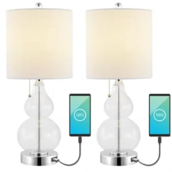 (Set Of 2) 22" Cora Classic Vintage Glass LED Table Lamp With USB Charging Port (Includes LED Light Bulb) - JONATHAN Y -Adesso Store GUEST 2d50bb2d 51a6 452f b179 77ca7631cf80