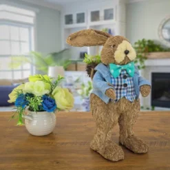 National Tree Company Male Bunny In Blue Coat Table Decoration, Easter Collection, 10 Inches